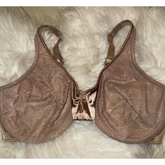 Olga 35802 Signature Support Lace Minimizer Bra Unpadded UW Womens 38D Beige - Picture 3 of 6